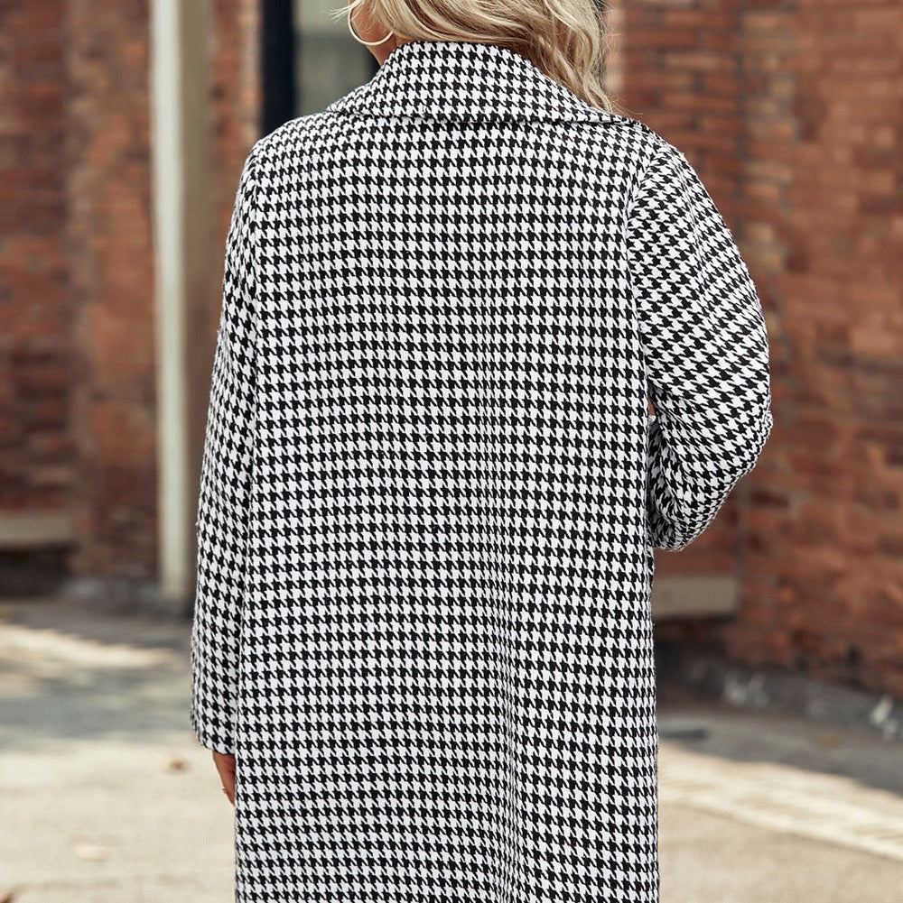 Wool Coat with Suit Collar  Long Hidden Hook Overcoat