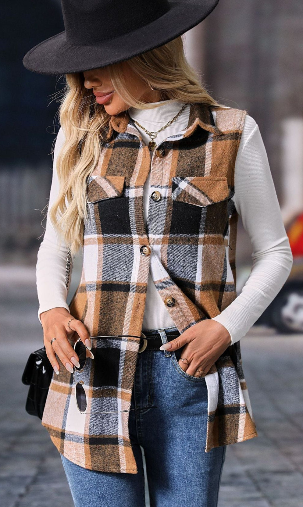 Plaid Sleeveless Vest Loose Casual Layering