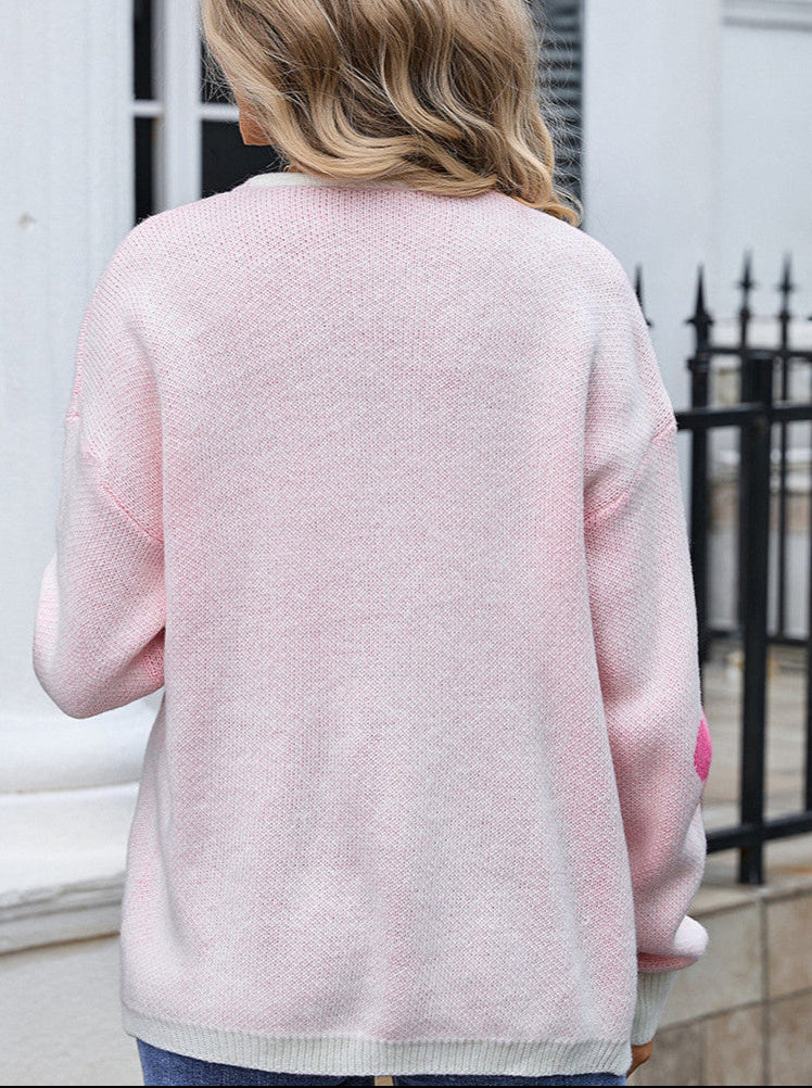 Knitted Floral Pattern Sweater
