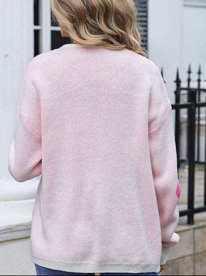 Knitted Floral Pattern Sweater