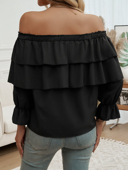 Pullover Off-shoulder Sleeves Top Loose Shoulder Top