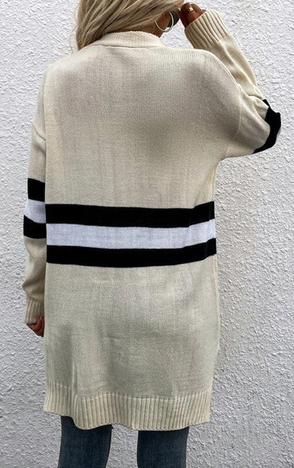 Striped Loose Casual Knit Cardigan