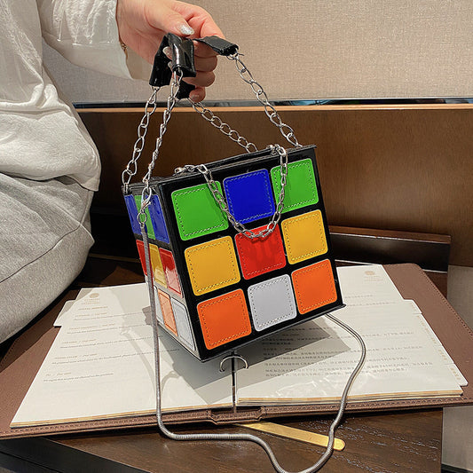 Fashion Rubik's Cube Chain Bag