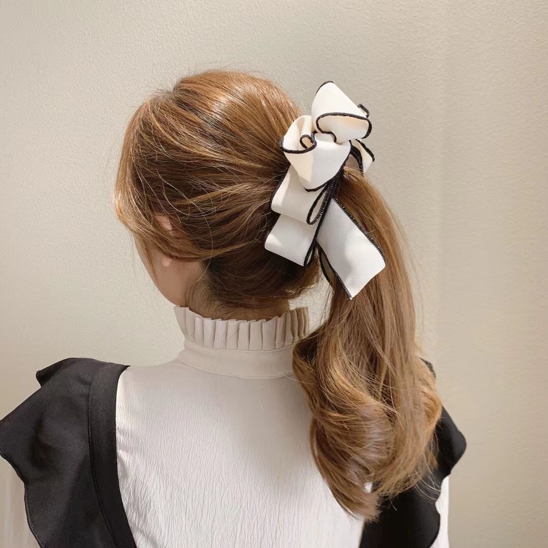 Clip Hair Ornament with Ribbon Bow